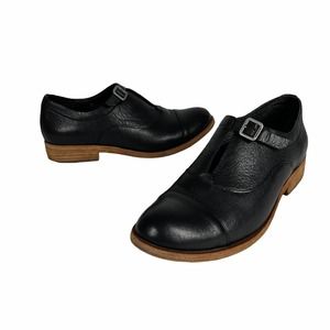 Kork-Ease Niseda Oxfords Black Leather Buckle Cutout Women's Size